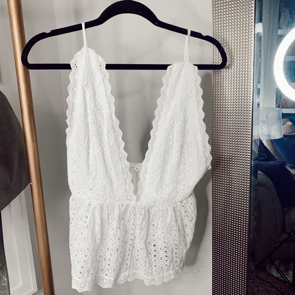 White eyelet tank